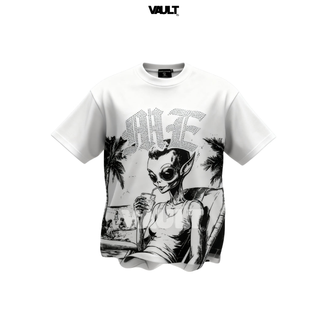 Camiseta Emotionally Unavailable Alien Rhinestone Tee