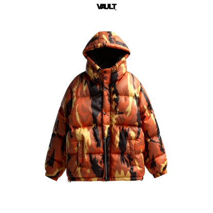 Jaqueta Puffer Corteiz – Camo Flames.